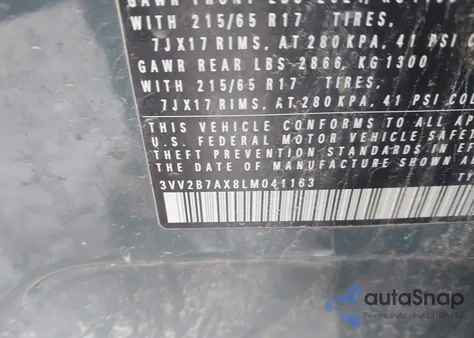2020 Volkswagen Tiguan 2.0T Se/2.0T Se R-Line Black/2.0T Sel from USA, damaged, VIN 3VV2B7AX8LM041163